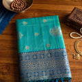 Stylish Teal Green Silk Saree with Zari Weaving Work for Women