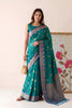 Stylish Teal Green Silk Saree with Zari Weaving Work for Women