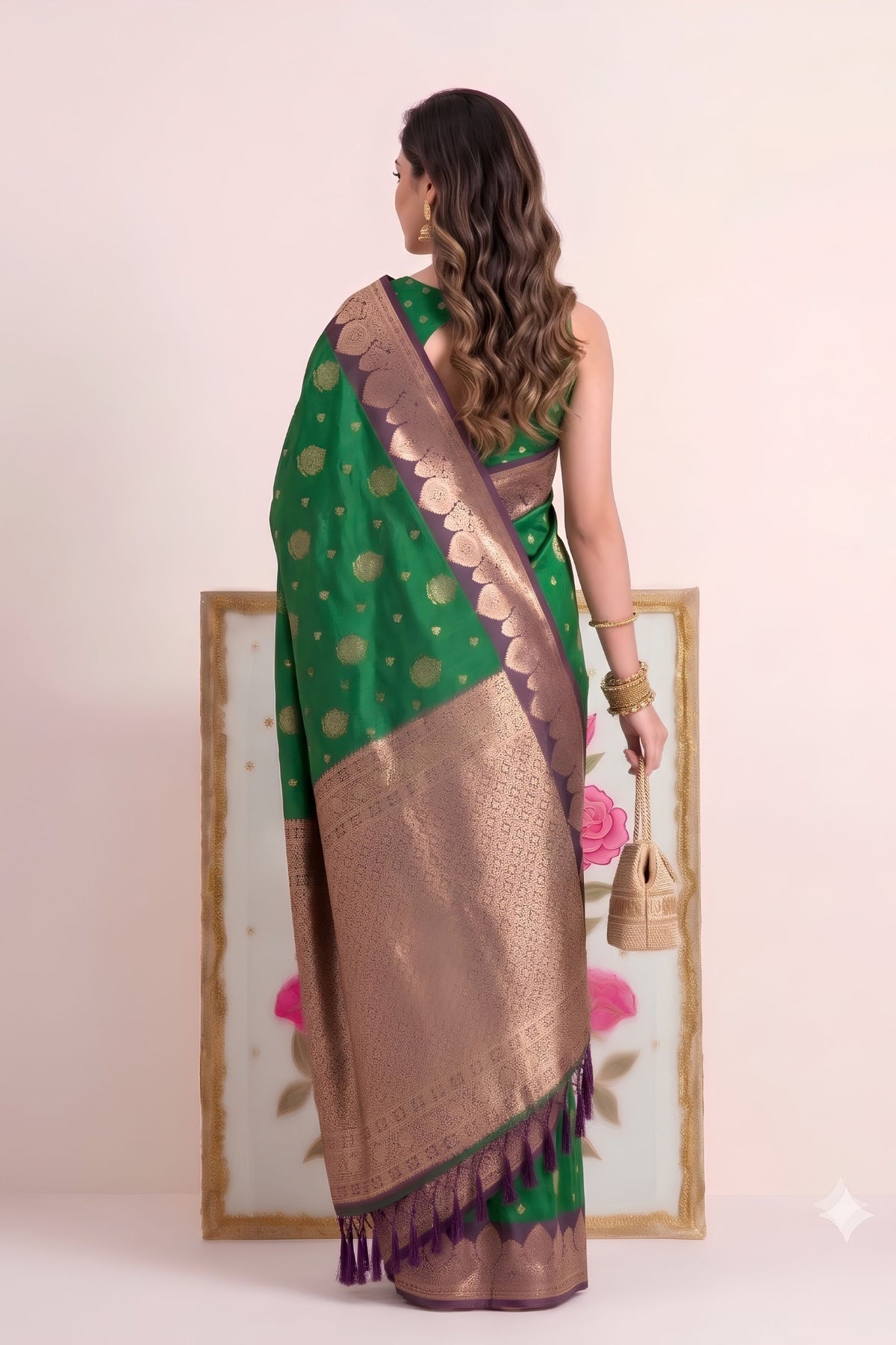 Graceful Green Silk Saree with Zari Weaving Work for Women