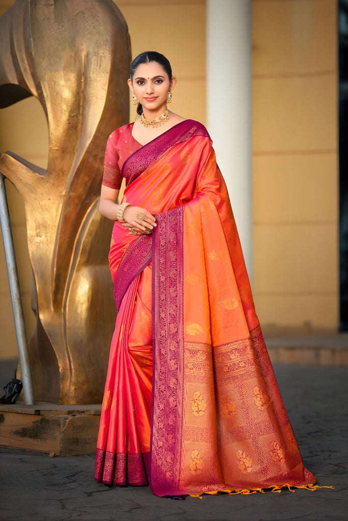 Royal Pink Soft Silk Banarasi Saree Rich Zari Weaving Work