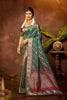 Stylish Teal Green Satin Silk Woven Work Saree with Designer Border for Women