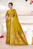 Opulent Mustard Yellow Silk Bandhani Saree Zari Weaving Work for Women