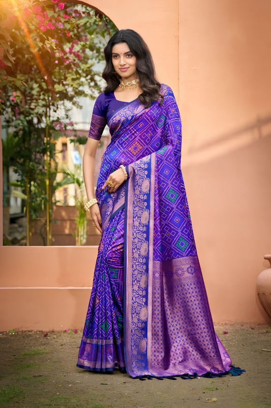 Royal Purple Soft Silk Jacquard Weaving Saree for Women