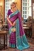Royal Purple Silk Saree Zigzag Weaving Border for Women