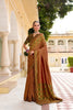 Vibrant Copper Brown Tissue Satin Saree with Multicolor Woven Border