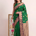 Graceful Green Silk Saree with Zari Weaving Work for Women