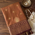 Premium Brown Silk Saree with Zari Weaving Work for Women