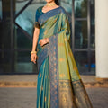 Luxury Teal Blue Soft Silk Banarasi Saree with Rich Zari Weaving Work
