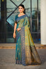 Luxury Teal Blue Soft Silk Banarasi Saree with Rich Zari Weaving Work