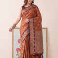 Premium Brown Silk Saree with Zari Weaving Work for Women
