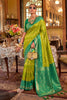 Vibrant Lime Green Silk Saree Zigzag Weaving Border for Women