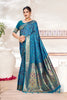 Mesmerizing Teal Blue Silk Bandhani Saree with Zari Weaving Work for Women