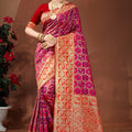 Beautiful Rani Pink Patola Silk Weaving Work Designer Saree for Women