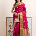 Beautiful Rani Pink Silk Saree Zari Weaving Pallu for Women