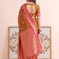 Luxury Mustard Brown Silk Saree Zari Weaving for Women