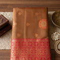 Luxury Mustard Brown Silk Saree Zari Weaving for Women