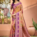 Luxury Gold Soft Silk Jacquard Weaving Saree for Women