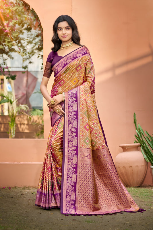 Luxury Gold Soft Silk Jacquard Weaving Saree for Women