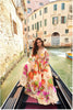 Elegant Cream Floral Printed Embroidered Chinon Silk Gown with Dupatta