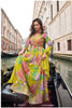 Stunning Yellow Floral Printed Embroidered Chinon Silk Gown with Dupatta