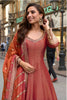 Elegant Maroon Viscose Jacquard Silk Embroidered Gown with Dupatta