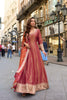 Elegant Maroon Viscose Jacquard Silk Embroidered Gown with Dupatta