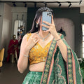 Awesome Bottle Green Floral Printed Vaishali Silk Lehenga Choli with Designer Dupatta for Wedding