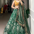 Awesome Bottle Green Floral Printed Vaishali Silk Lehenga Choli with Designer Dupatta for Wedding