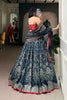 Designer Teal Blue Floral Printed Lehenga Choli with Contrast Dupatta for Wedding