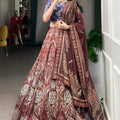 Stylish Maroon Floral Printed Lehenga Choli with Designer Dupatta for Wedding