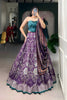 Wonderful Purple Floral Printed Lehenga Choli with Contrast Dupatta for Wedding