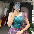 Wonderful Purple Floral Printed Lehenga Choli with Contrast Dupatta for Wedding