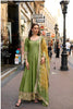 Fancy Olive Green Viscose Jacquard Silk Embroidered Gown with Dupatta for Women