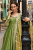 Fancy Olive Green Viscose Jacquard Silk Embroidered Gown with Dupatta for Women