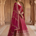 Premium Rani Pink Velvet Designer Lehenga Choli with Embroidery Work and Designer Dupatta