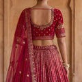 Premium Rani Pink Velvet Designer Lehenga Choli with Embroidery Work and Designer Dupatta