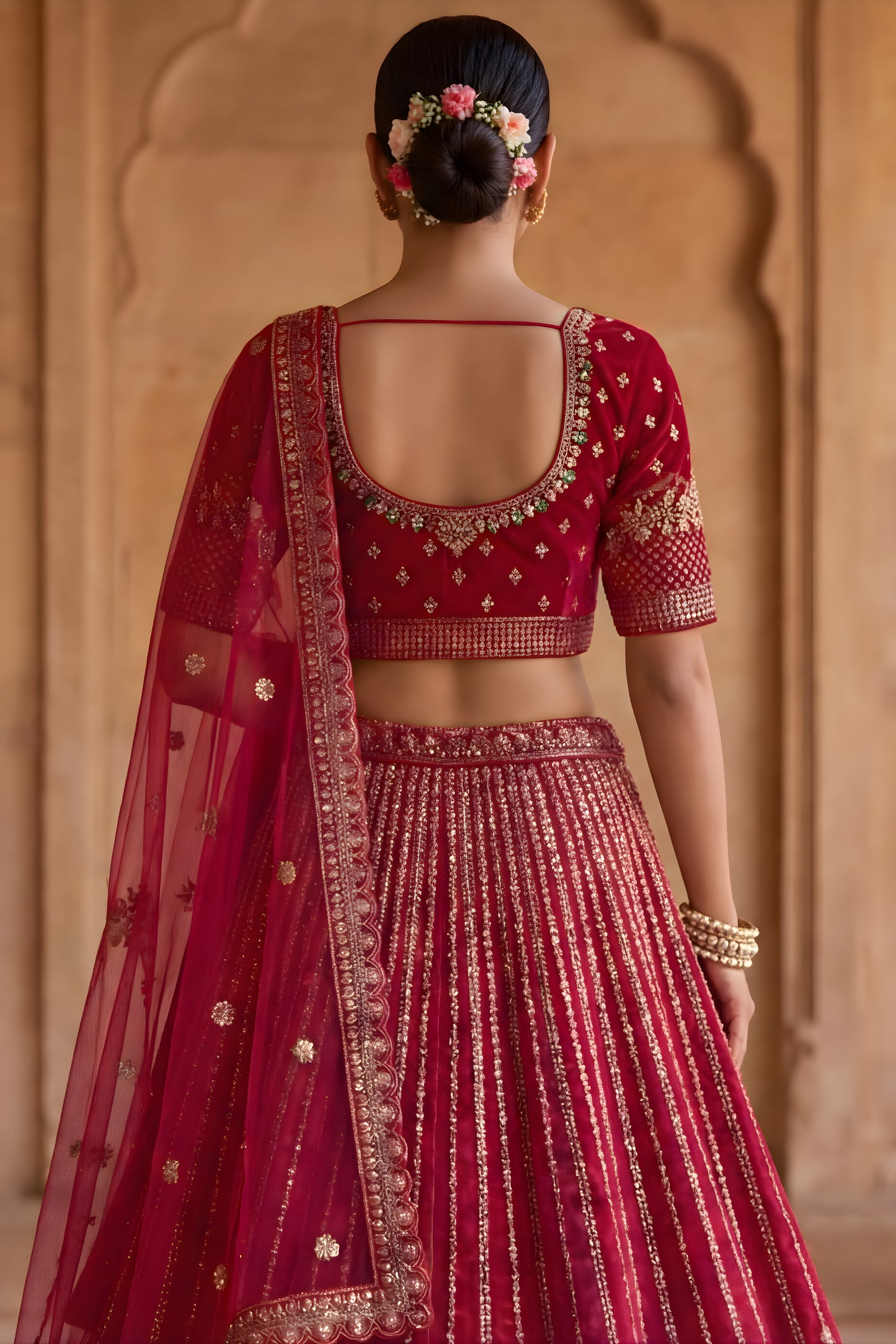 Premium Rani Pink Velvet Designer Lehenga Choli with Embroidery Work and Designer Dupatta