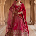 Premium Rani Pink Velvet Designer Lehenga Choli with Embroidery Work and Designer Dupatta