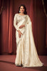 Stylish off White Shimmer Organza Fancy Work Saree for Women