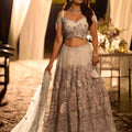 Stylish Off White Floral Embroidered Net Party Wear Lehenga Choli with Dupatta