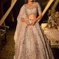 Premium Off White Mirror Work Embroidered Net Party Wear Lehenga Choli with Dupatta