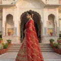 Royal Red Velvet Designer Lehenga Choli with Embroidery Work and Designer Dupatta