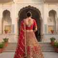 Royal Red Velvet Designer Lehenga Choli with Embroidery Work and Designer Dupatta
