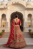 Royal Red Velvet Designer Lehenga Choli with Embroidery Work and Designer Dupatta