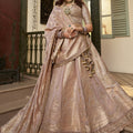 Designer Pink Banarasi Silk Embroidered Lehenga Choli with Dupatta for Wedding