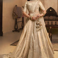 Wonderful Beige Embroidered Banarasi Silk Lehenga Choli with Dupatta for Wedding