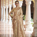 Regal Beige Kanjivaram Soft Silk Saree with Beads Work for Women