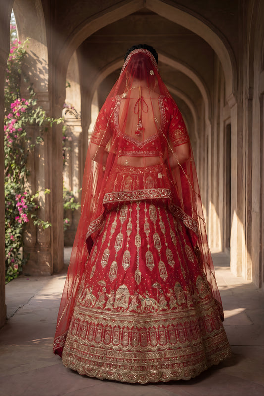 Elegant Red Designer Lehenga Choli with Embroidery Work and Designer Dupatta