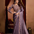 Premium Lavender Tissue Organza Fancy Work Saree for Women