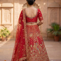 Stylish Red Designer Lehenga Choli with Embroidery Work and Designer Dupatta for Wedding